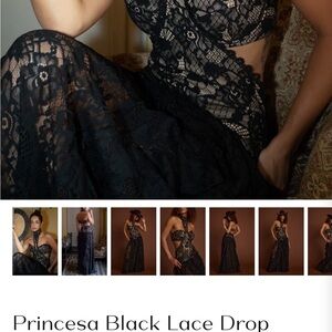 12th Tribe Black Lace Maxi Dress